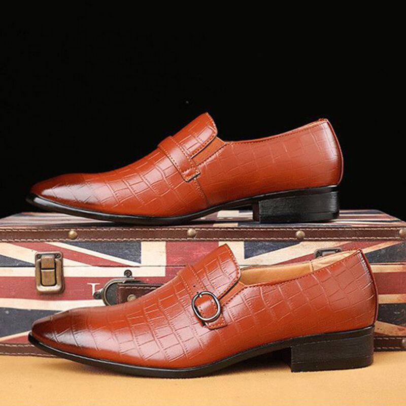 Hommes Respirant Semelle Souple Bout Pointu Crocodile Motif Angleterre Style Casual Robe Chaussures