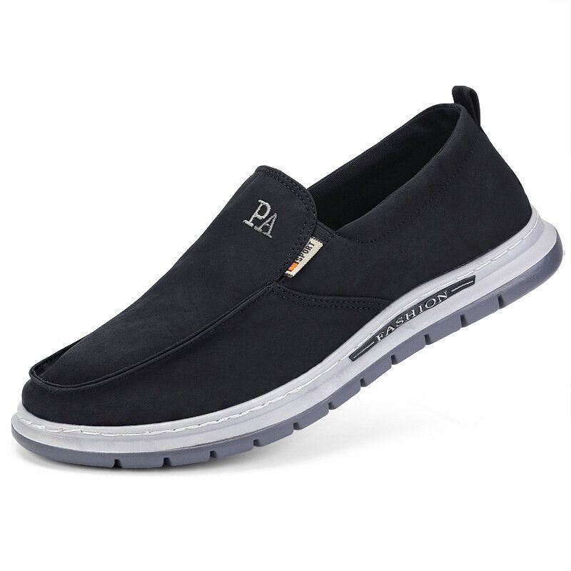 Hommes Respirant Soft Sole Pure Color Slip On Old Peking Casual Cloth Shoes