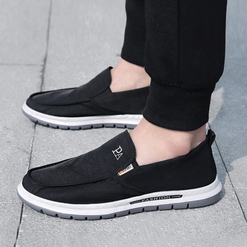 Hommes Respirant Soft Sole Pure Color Slip On Old Peking Casual Cloth Shoes