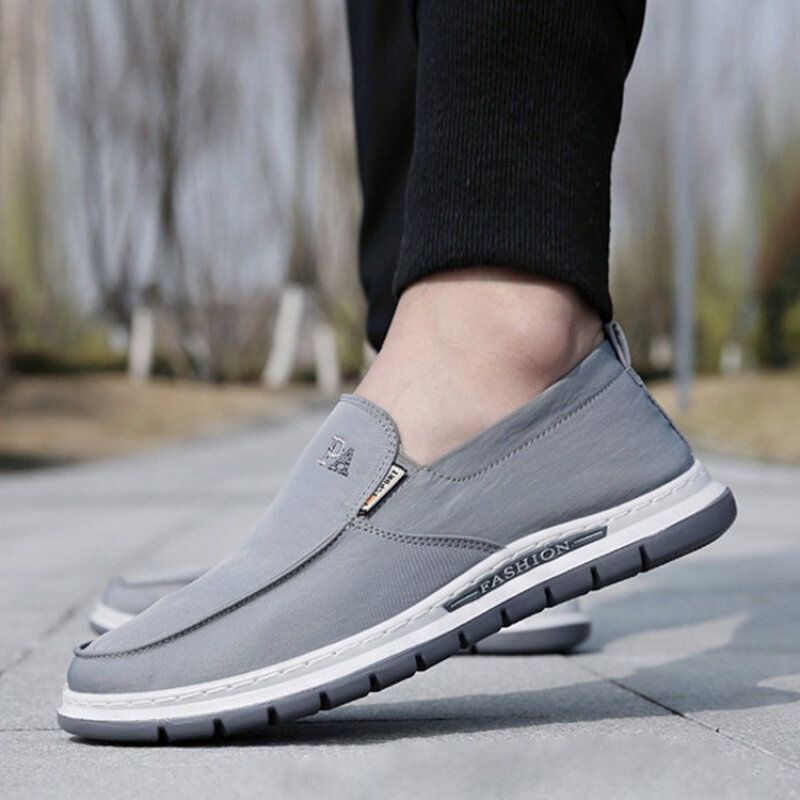 Hommes Respirant Soft Sole Pure Color Slip On Old Peking Casual Cloth Shoes