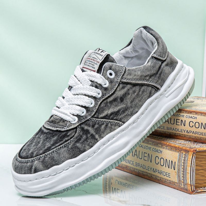 Hommes Respirant Toile Comfy Soft Sole One Size Smaller Casual Sports Denim Court Shoes