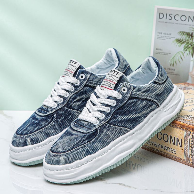 Hommes Respirant Toile Comfy Soft Sole One Size Smaller Casual Sports Denim Court Shoes