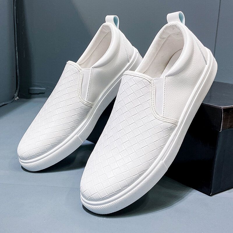 Hommes Respirant Vintage Weave Soft Bottom Slip On Comfy Casual Court Shoes