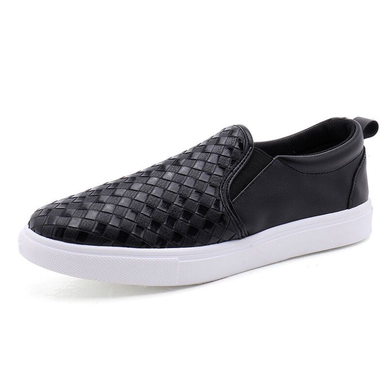 Hommes Respirant Vintage Weave Soft Bottom Slip On Comfy Casual Court Shoes