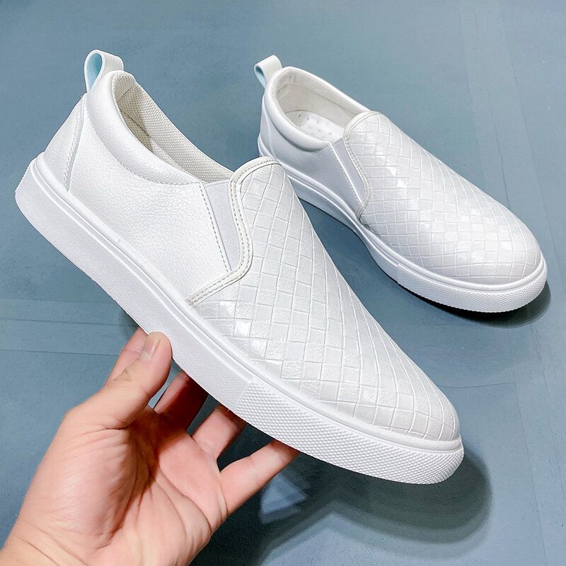 Hommes Respirant Vintage Weave Soft Bottom Slip On Comfy Casual Court Shoes