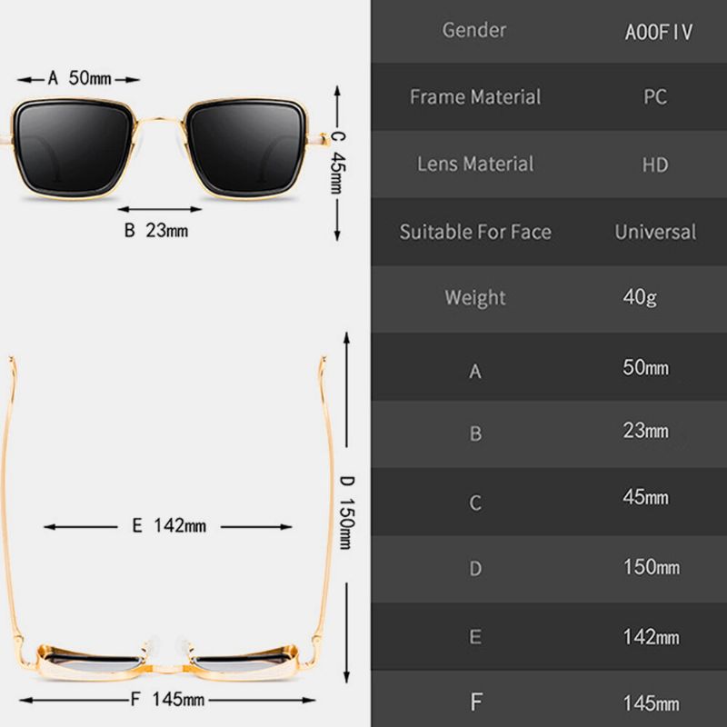 Hommes Rétro Bord Épais En Métal Cadre Tendance Lunettes De Soleil Plage Sports Conduite En Plein Air Lunettes De Soleil