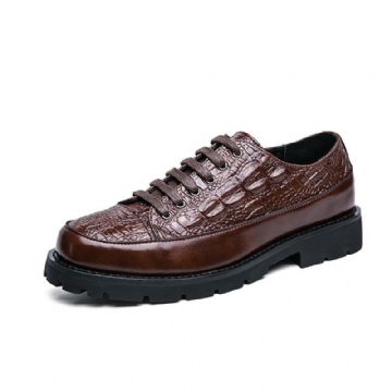 Hommes Retro Crocodile Embossing Lace Up Dress Casual Shoes