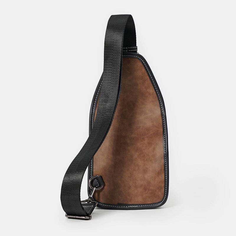 Hommes Rétro Décontracté Étanche Grande Capacité Multifonction Multi-poches Poitrine Sac Pu Cuir Souple Bandoulière Sac À Bandoulière