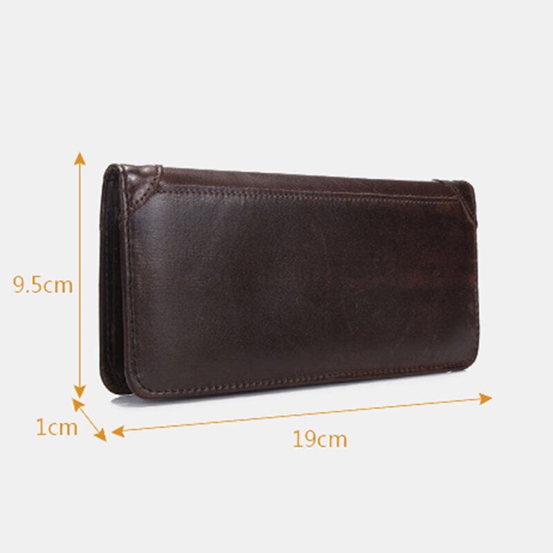 Hommes Rétro Longue Pliante En Cuir Véritable Portefeuille Décontracté 12 Fente Pour Carte Porte-carte Pince À Billets Pochette