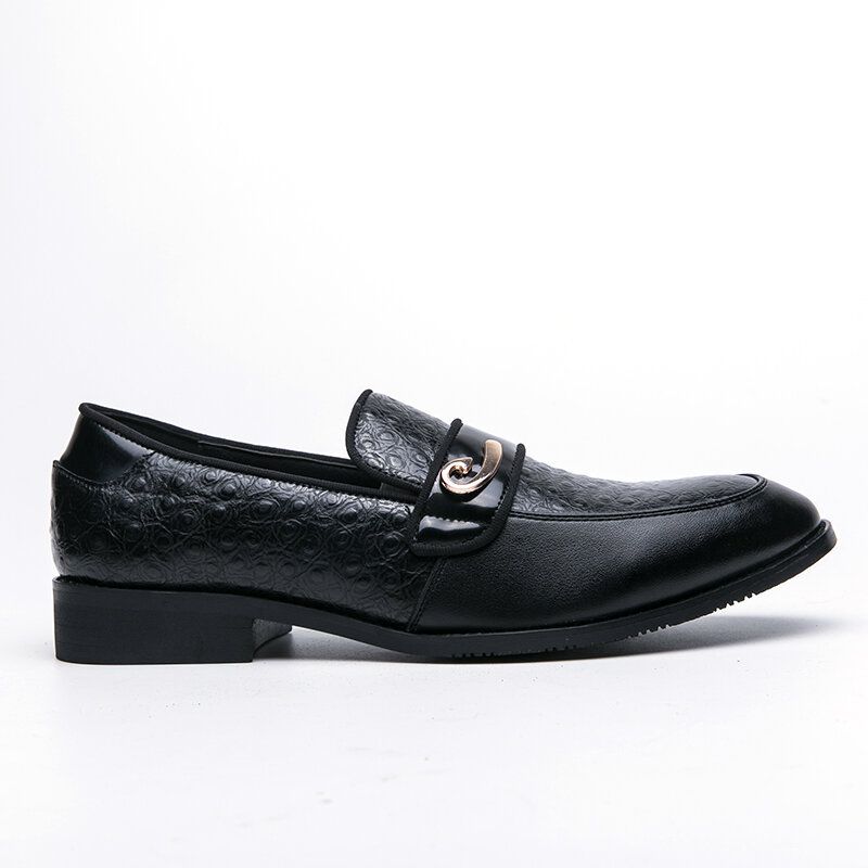 Hommes Retro Metal Splicing Leather Comfy Slip On Business Casual Gentle Shoes