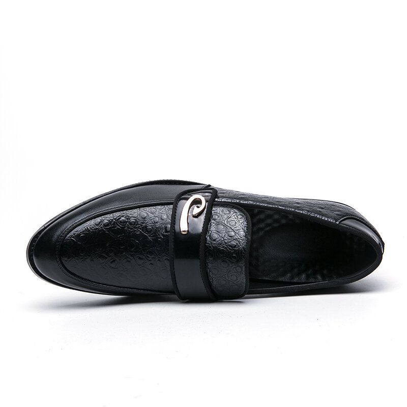 Hommes Retro Metal Splicing Leather Comfy Slip On Business Casual Gentle Shoes