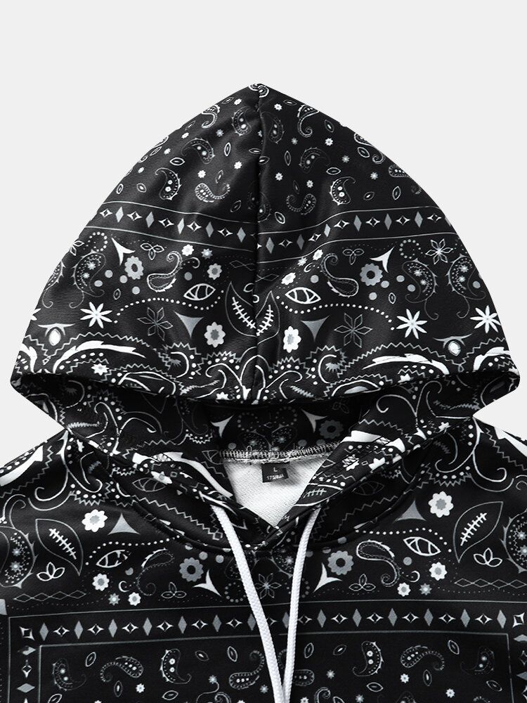 Hommes Rétro Paisley Ethnique Poche Avant Motif Cordon Sweats À Capuche