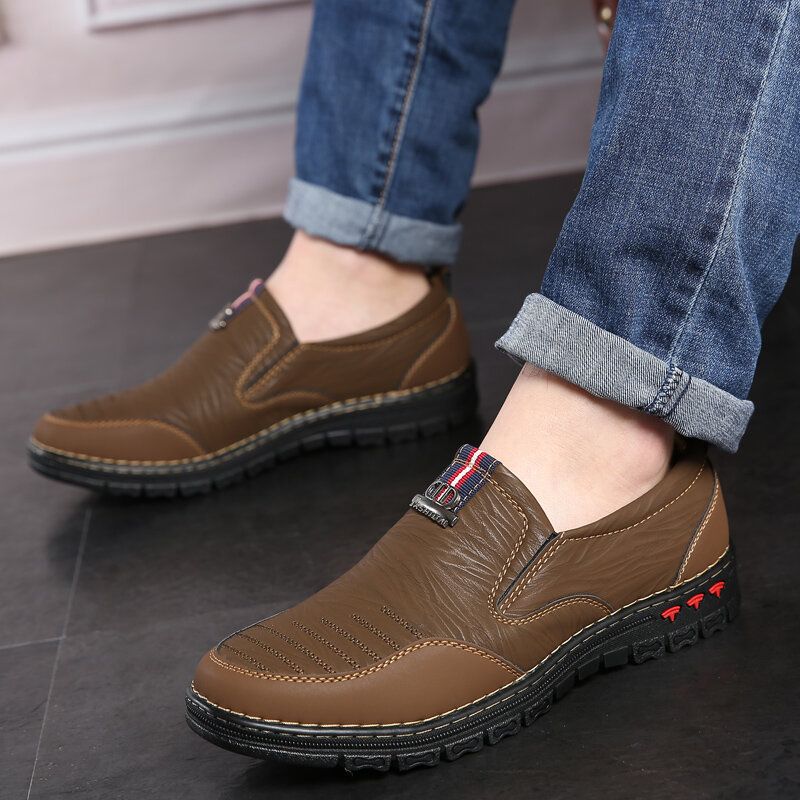 Hommes Retro Stitching Slip On Microfiber Leather Casual Mocassins Driving Shoes