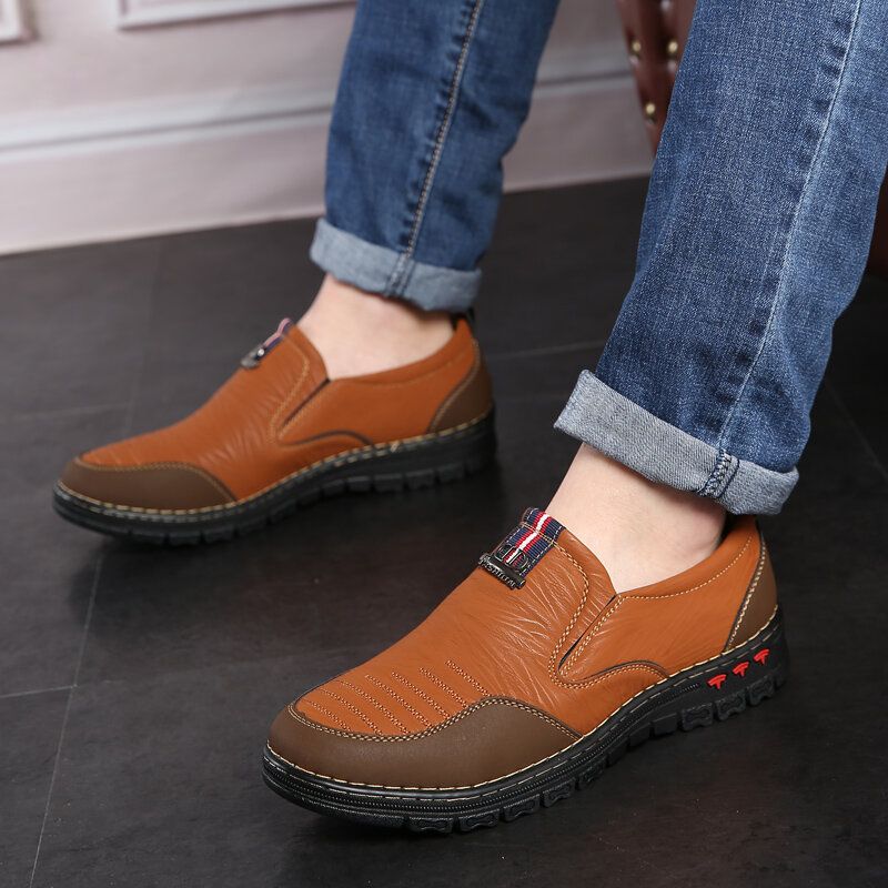 Hommes Retro Stitching Slip On Microfiber Leather Casual Mocassins Driving Shoes