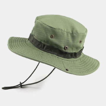 Hommes Rivets Double Usage Coupe-vent Corde Pêche En Plein Air Escalade Anti-uv Parasol Seau Chapeau