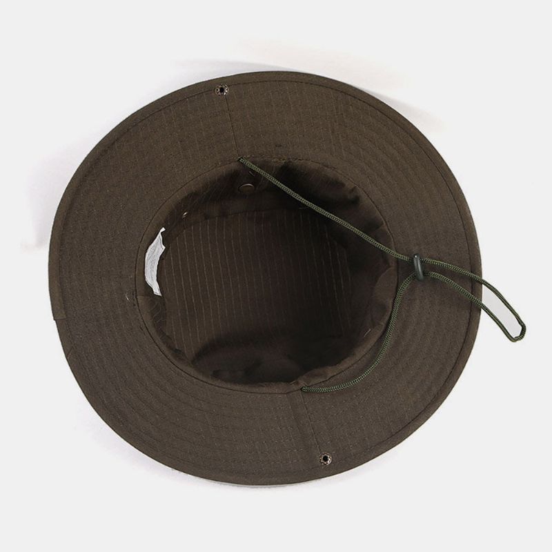 Hommes Rivets Double Usage Coupe-vent Corde Pêche En Plein Air Escalade Anti-uv Parasol Seau Chapeau