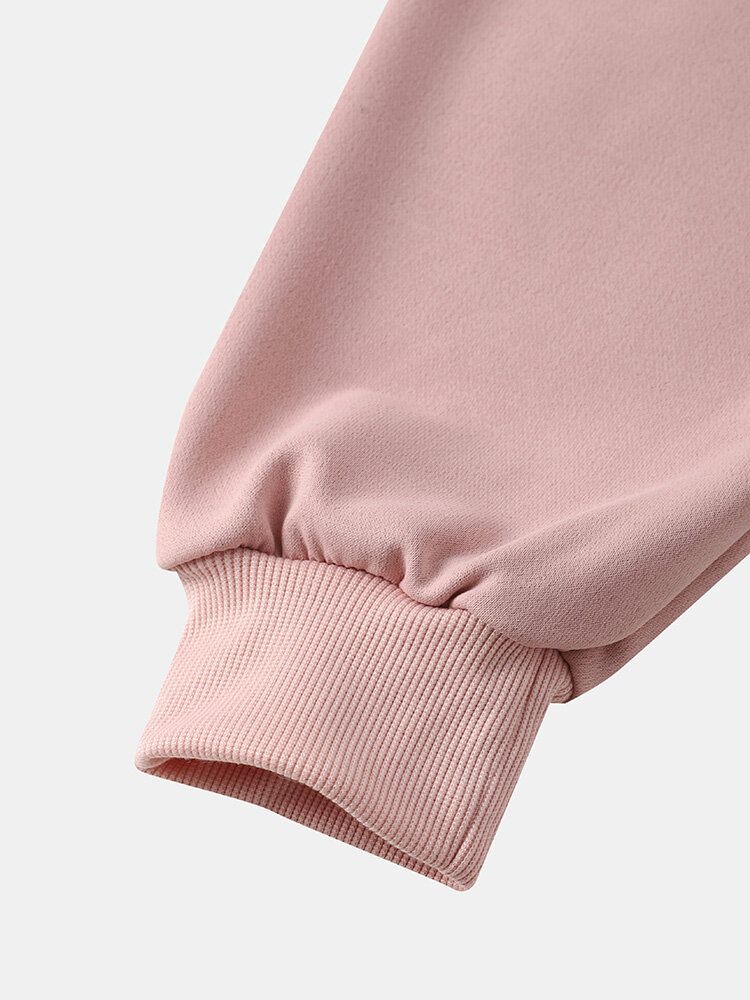 Hommes Rose Japonais Lettre Moulante Ourlet Loisirs Pullover Sweat