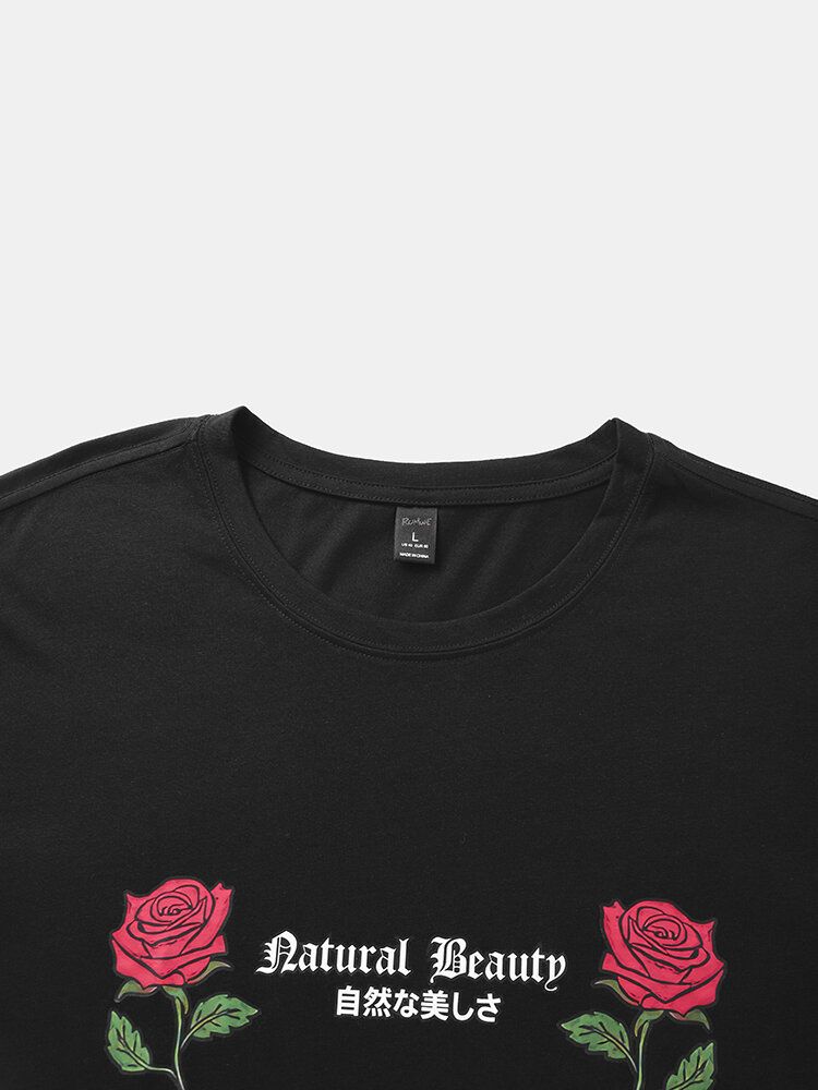 Hommes Rose Lettre Graphic T-shirt À Manches Courtes De Loisirs Pour La Peau