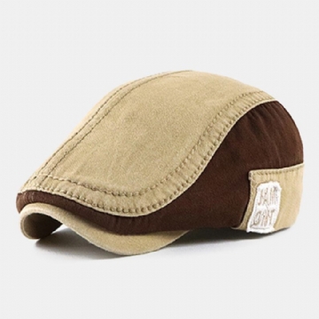 Hommes Sac Bord Contraste Couleur Lettre Motif Patch Vers L'avant Chapeau Extérieur Décontracté Parasol Chapeau Béret Casquette Plate