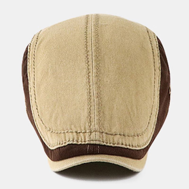 Hommes Sac Bord Contraste Couleur Lettre Motif Patch Vers L'avant Chapeau Extérieur Décontracté Parasol Chapeau Béret Casquette Plate