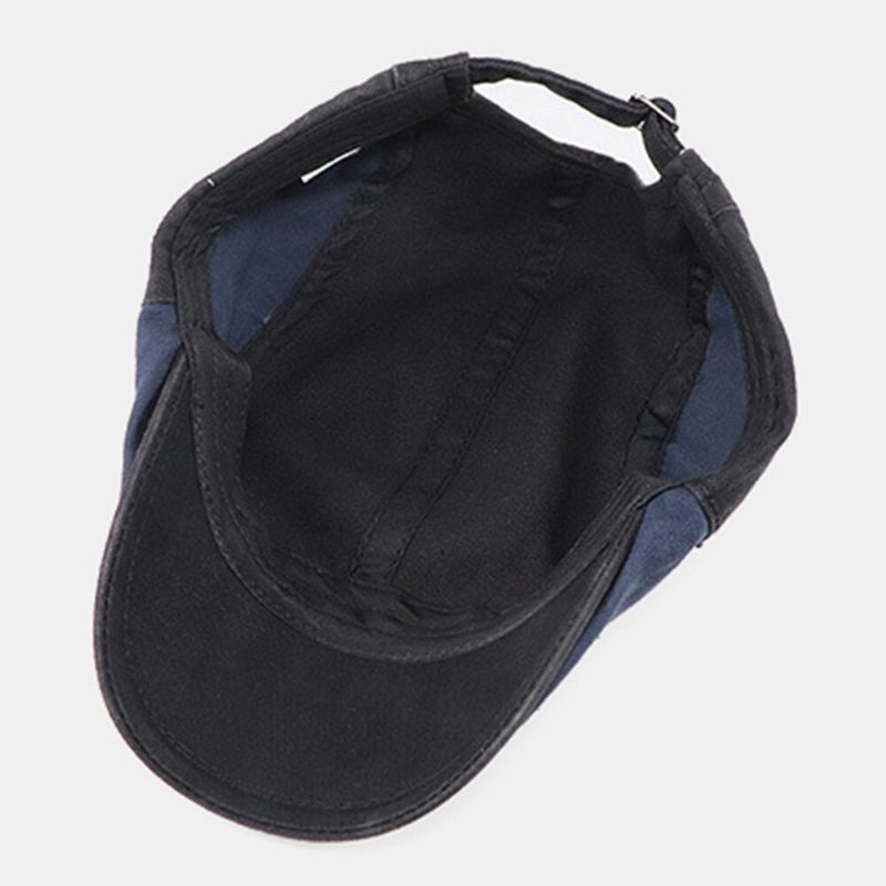 Hommes Sac Bord Contraste Couleur Lettre Motif Patch Vers L'avant Chapeau Extérieur Décontracté Parasol Chapeau Béret Casquette Plate