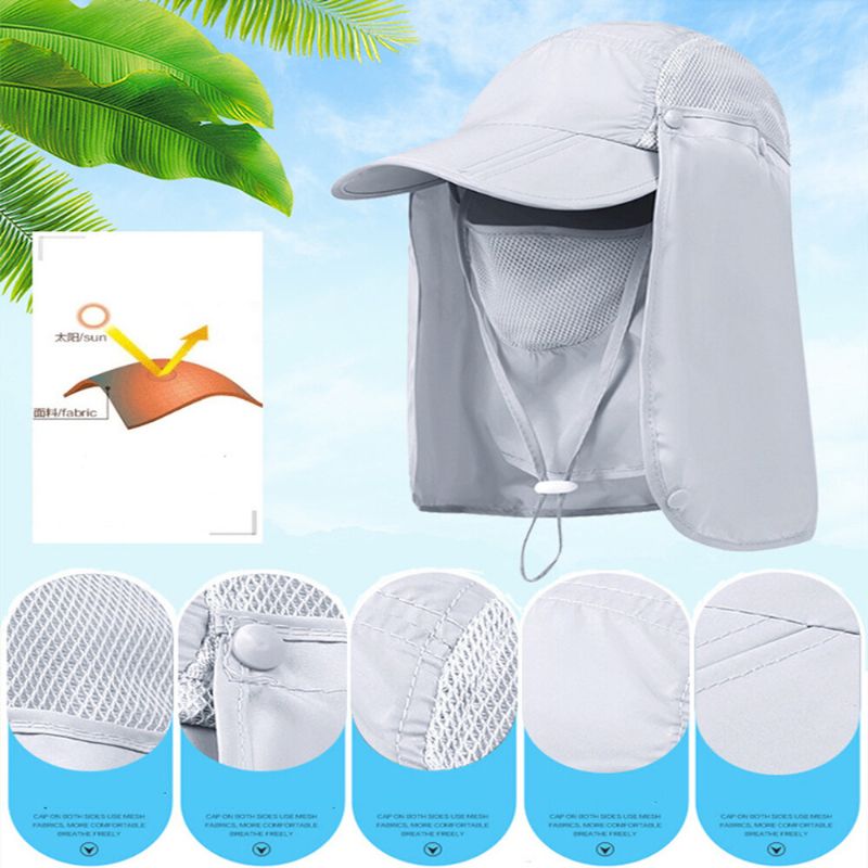 Hommes Seau Chapeaux Nylon Réglable Respirant Amovible Extérieur Séchage Rapide Crème Solaire Imperméable Pêcheur Chapeau Respirant Seau Chapeau