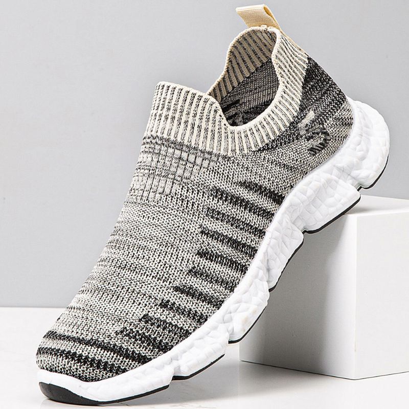 Hommes Semelle Souple Antidérapante Respirant Sport En Plein Air Chaussures De Course Flying Knit Chaussures