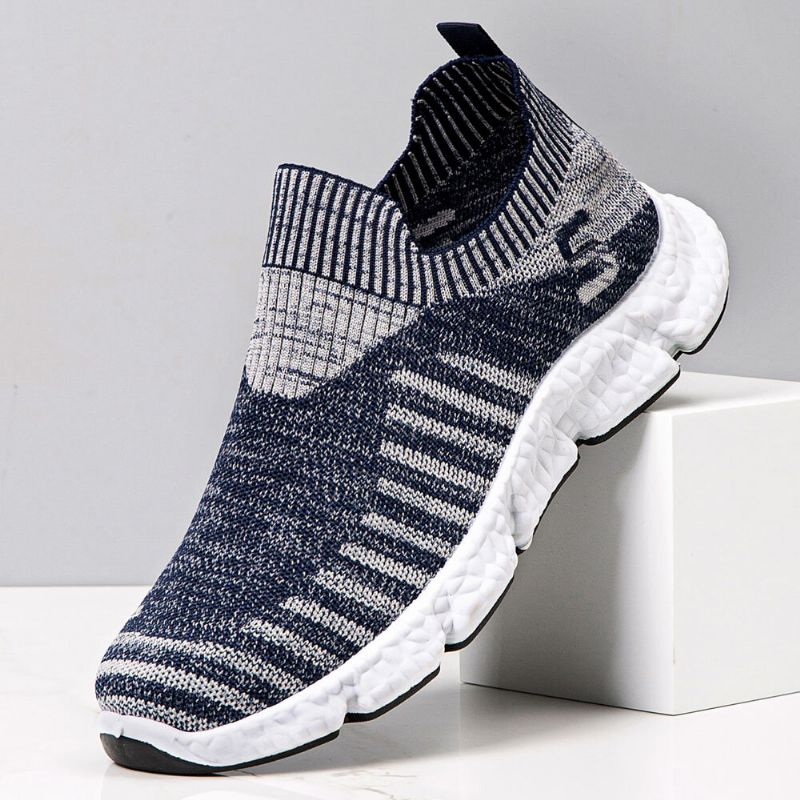 Hommes Semelle Souple Antidérapante Respirant Sport En Plein Air Chaussures De Course Flying Knit Chaussures