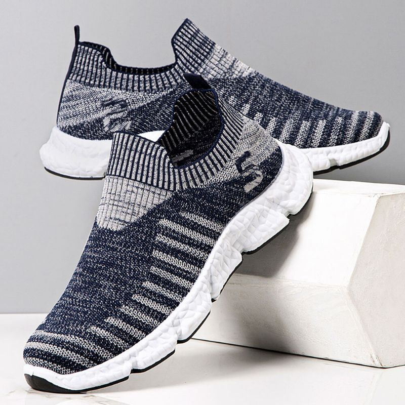 Hommes Semelle Souple Antidérapante Respirant Sport En Plein Air Chaussures De Course Flying Knit Chaussures