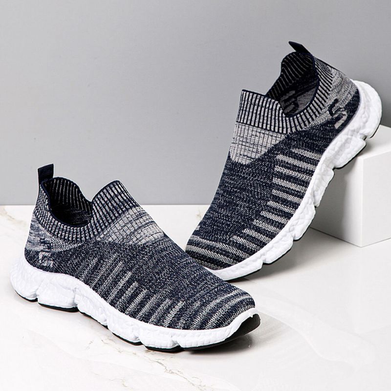 Hommes Semelle Souple Antidérapante Respirant Sport En Plein Air Chaussures De Course Flying Knit Chaussures