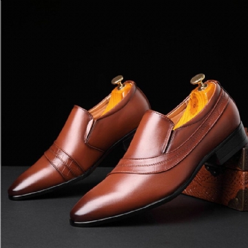 Hommes Semelle Souple Respirante Bout Pointu Angleterre Style Slip On Classique Chaussures Habillées Décontractées