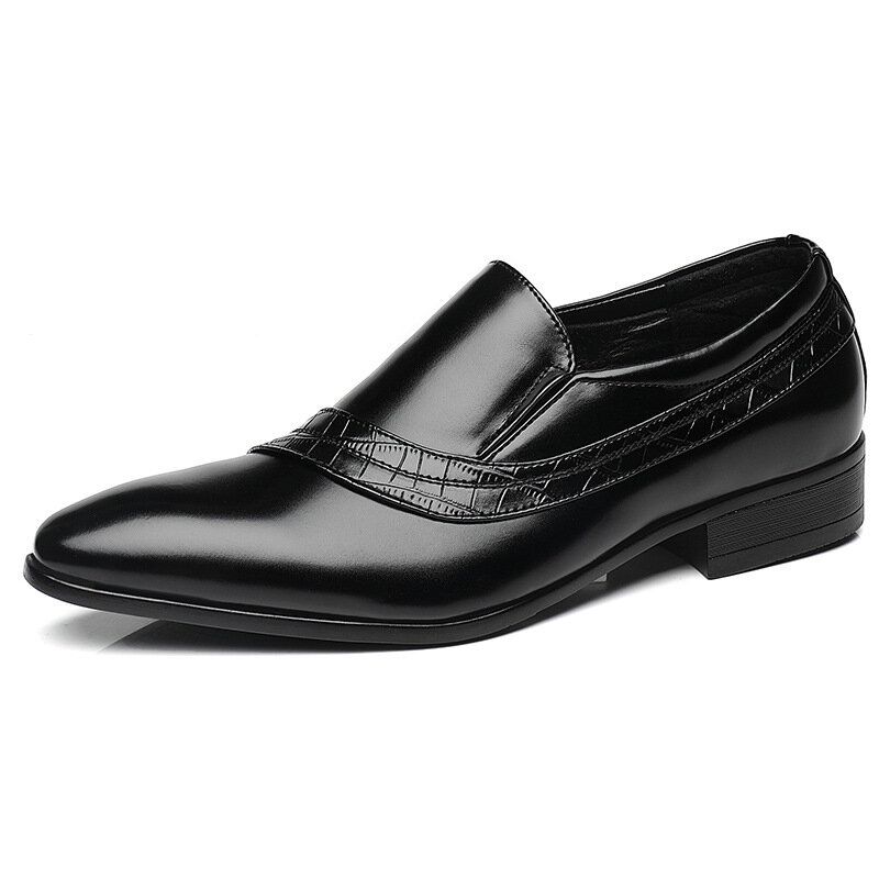 Hommes Semelle Souple Respirante Bout Pointu Angleterre Style Slip On Classique Chaussures Habillées Décontractées