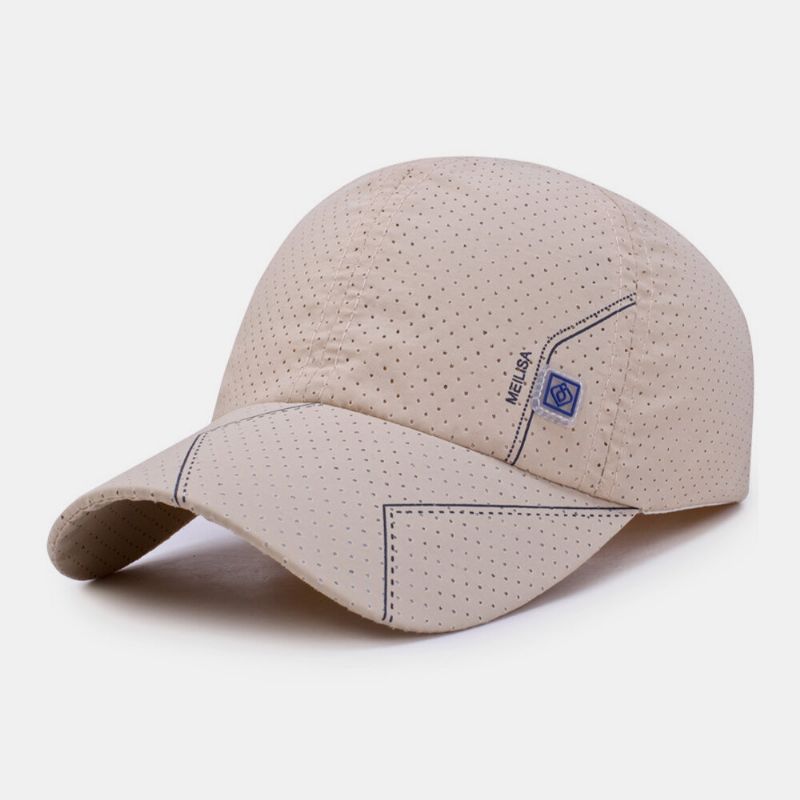 Hommes Sergé Lettre Motif Séchage Rapide Été Sport De Plein Air Pare-soleil Maille Respirant Baseball Chapeau Camionneur Chapeau