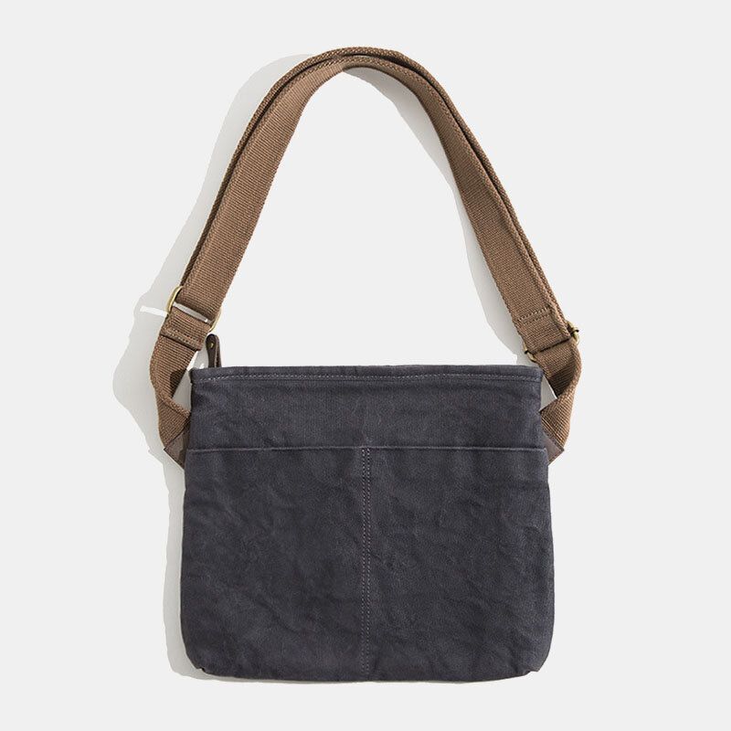 Hommes Simple Huile Cire Toile Messenger Sac Étanche Renforcé Polyester Sangle Sac À Bandoulière Sac À Bandoulière