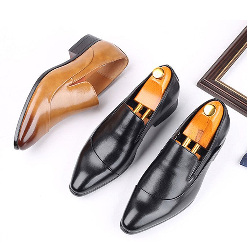 Hommes Soft Sole Pointy Toe Slip On Vintage England Style Casual Dress Shoes