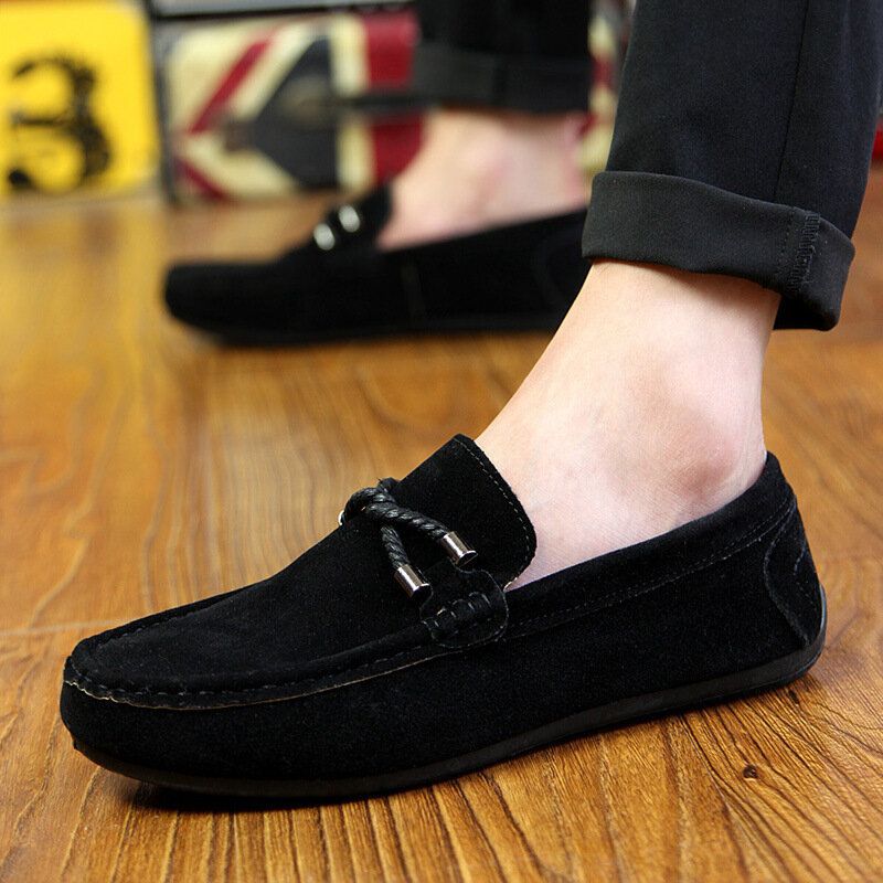 Hommes Soft Soled Driving Canvas Slip On Casual Mocassins Chaussures