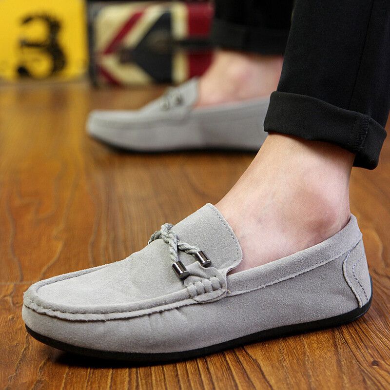 Hommes Soft Soled Driving Canvas Slip On Casual Mocassins Chaussures