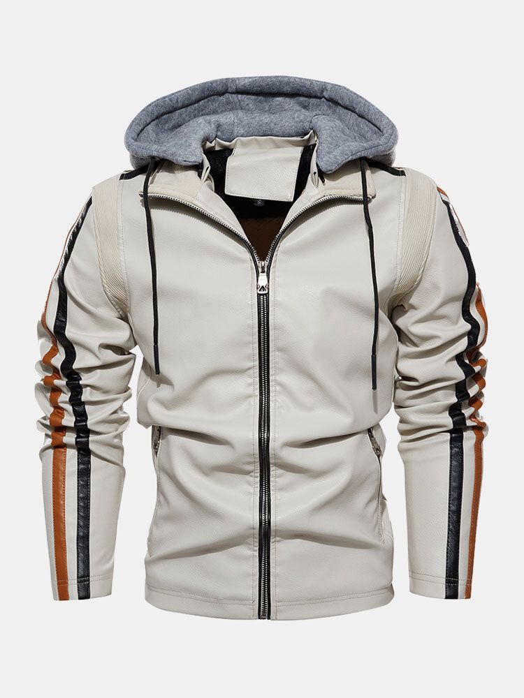 Hommes Solide Couleur Zipper Poches Épais Chaud Casual Manteaux À Capuche