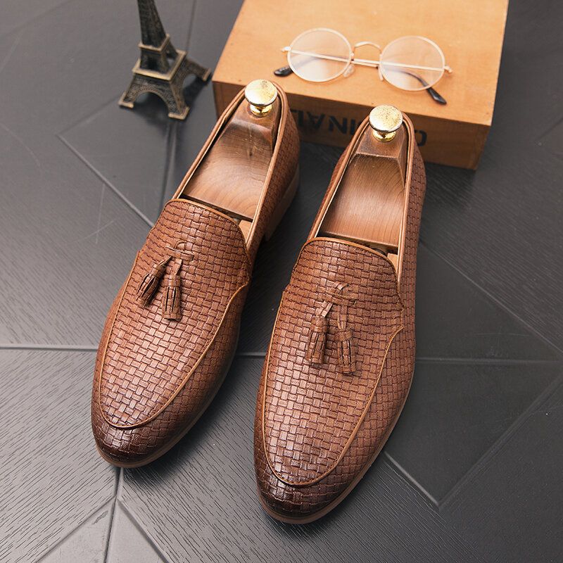 Hommes Tissé Détail Tassel Decor Confortable Slip On Business Casual Chaussures Douces