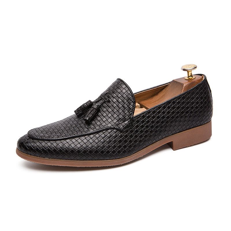 Hommes Tissé Détail Tassel Decor Confortable Slip On Business Casual Chaussures Douces