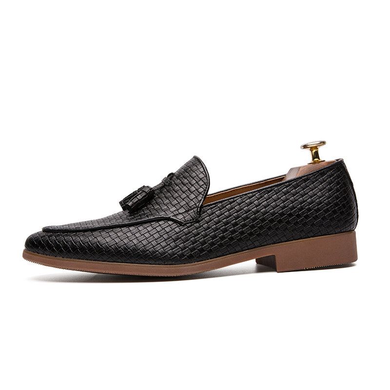 Hommes Tissé Détail Tassel Decor Confortable Slip On Business Casual Chaussures Douces