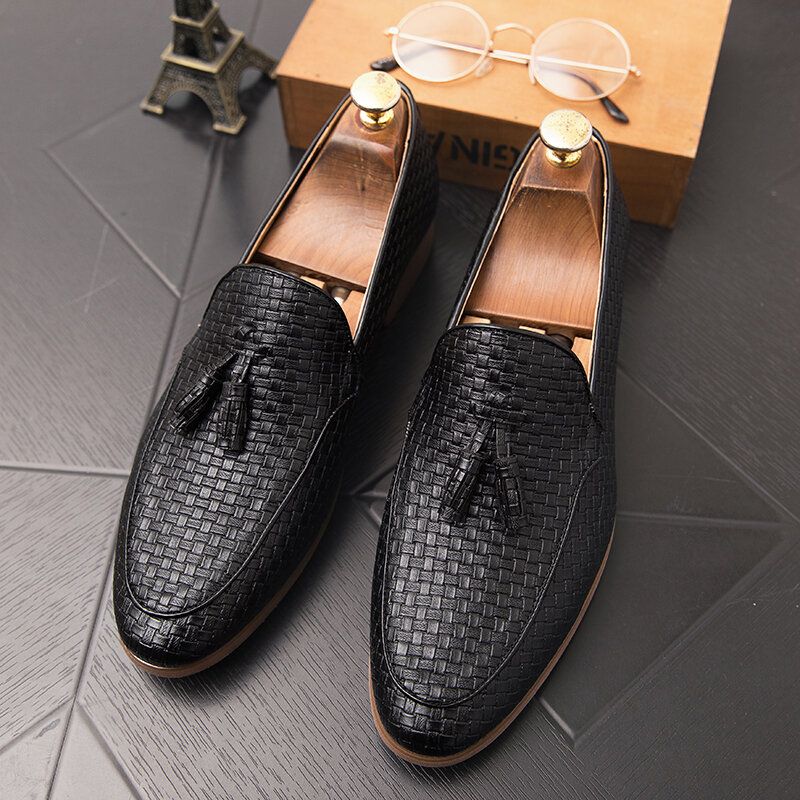 Hommes Tissé Détail Tassel Decor Confortable Slip On Business Casual Chaussures Douces