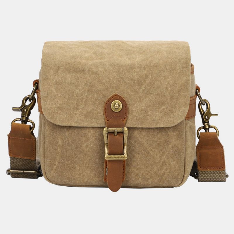 Hommes Toile Étanche Résistant À L'usure Dslr Sac Pour Appareil Photo Compartiment Absorbant Les Chocs Boucle Magnétique Sac À Bandoulière Sac De Taille