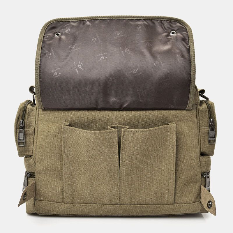 Hommes Toile Grande Capacité Multi-poches Décontracté 13.3 Pouces Sac Pour Ordinateur Portable Sacs À Bandoulière Sac À Bandoulière Mallette