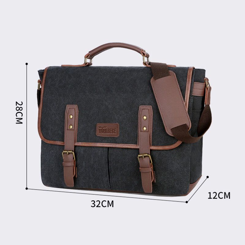 Hommes Toile Multi-poches Résistant À L'usure Vintage Business Messenger Sac Pour Ordinateur Portable Sac À Bandoulière Sac À Main