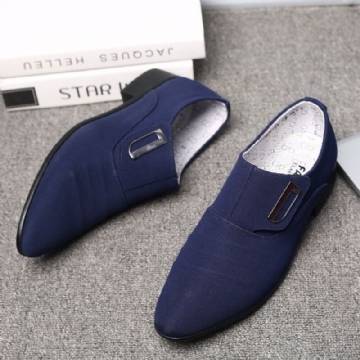 Hommes Toile Respirant Non Slip Pointy Toe Brief Slip On Casual Business Shoes