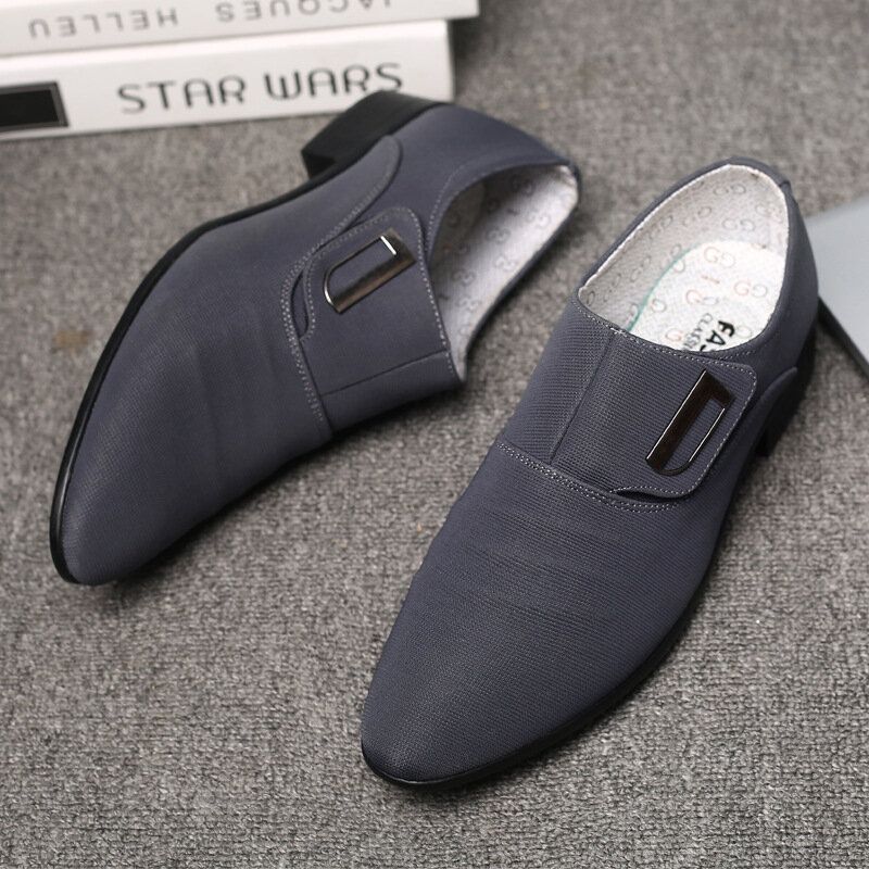 Hommes Toile Respirant Non Slip Pointy Toe Brief Slip On Casual Business Shoes