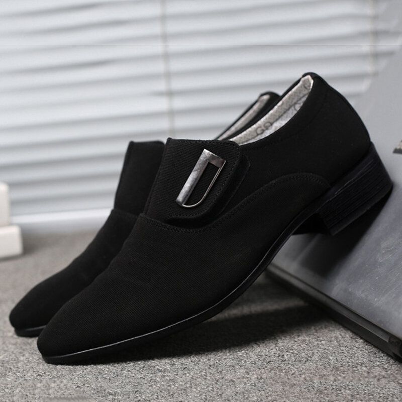 Hommes Toile Respirant Non Slip Pointy Toe Brief Slip On Casual Business Shoes