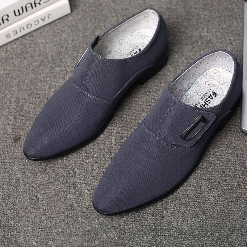 Hommes Toile Respirant Non Slip Pointy Toe Brief Slip On Casual Business Shoes