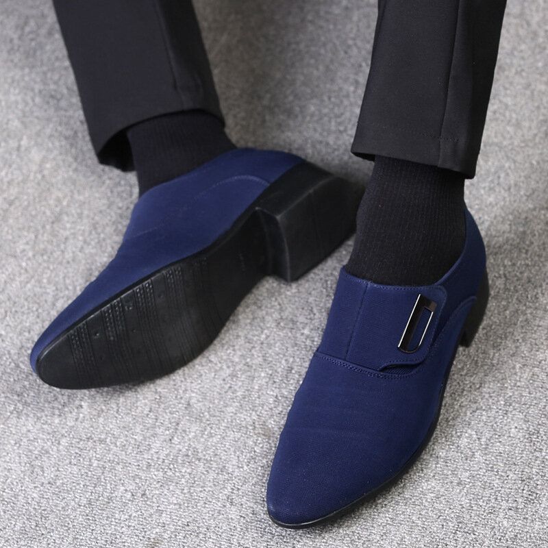 Hommes Toile Respirant Non Slip Pointy Toe Brief Slip On Casual Business Shoes